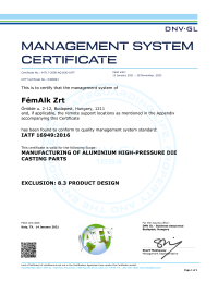 FémAlk Zrt 2021 Certificate BP IATF 16949